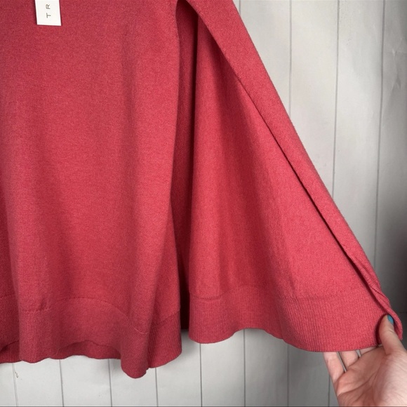 Trina Turk Batwing Sweater Open Drape Sleeve Pink Knit Quiet Luxury Lagenlook XS - Picture 5 of 11